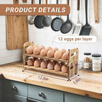 Yuoyar Wooden Fresh Egg Holder Countertop - Stackable egg storage for Gathering Fresh Eggs - 24-Hole Egg Rack for Counter
