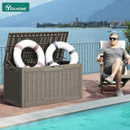 YITAHOME 100 Gallon Large Resin Deck Box Outdoor Storage Boxes for Patio Furniture, Outdoor Cushions, Garden Tools and Pool Supplies-Waterproof,Lockable (Taupe)