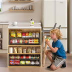 2-Tier Stackable Can Organizer for Pantry, Adjustable Extra-Long Can Rack for Pantry Shelf Organizer and Storage, Sturdy Standing Can Holder for Canned Soup Food Goods Storage up to 64 Cans, Black