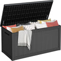 DWVO 260 Gallon XXL Extra Large Deck Box, Resin Outdoor Storage Box, Lockable & Waterproof, Double as Seating, 1000lbs Capacity (Black)