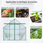8X10 FT Outdoor Greenhouse, Greenhouse Polycarbonate with Roof Vent, Sliding Lockable Door, Aluminum Walk-in Greenhouses for Outdoor Garden Backyard, Terrace, Lawn，Green