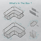 Veken Corner Shower Caddy 5-Pack, Advanced Rustproof Design, No Drilling Adhesive Shelves, Rack with Soap Holder, Large Capacity Bathroom Organizers and Storage, Wall-Mounted Kitchen&Home Decor,Silver
