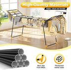 APEXCHASER Clothes Drying Rack Foldable, Large Drying Rack Clothing Retractable, Metal Clothes Airer for Bedding Towel Sweater Heavy Duty, Indoor Outdoor Use, 21.9"W x 100"L x 39"H, No Assembly,Yellow