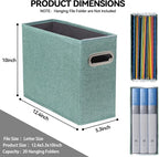 6 Pack Letter Size File Storage Box Collapsible，Fabric Hanging File Folders Organizer, Portable Office Document Holder with Metal Handle, Smooth PVC Rails, Green