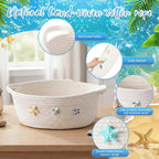 Remerry Boho Coastal Toilet Paper Storage Basket, Cute 3D Starfish Ocean Decor Cotton Rope Bathroom Storage Basket, Beach Bathroom Organizer Bin for Toilet Tank Counter Shelf Nursery, 12 x 8 x 5 Inch