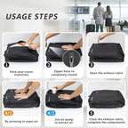 Vacuum Bag for Travel, Professional IPX8 Waterproof Reusable Vacuum Compression Bags for Travel Suitcases, Durable Space Saver Bag(3 PACK Navy Blue,With Pump)