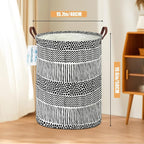 LANGYASHAN Laundry Basket Canvas Fabric Collapsible Organizer Basket for Storage Bin Toy Bins Gift Baskets Bedroom Clothes Children Nursery Hamper (Black line)
