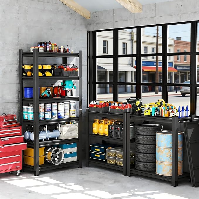 36" W*18" D 6-Tier Garage Storage Shelves, Metal Shelving Unit Heavy Duty Adjustable, 3000lbs Capacity, Utility Storage Rack Organizer for Garage, Basement, Pantry & Warehouse, Black, 77" H