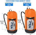 BALEINE 150L Laundry Bag Backpack, 900D Oxford Fabric Large Travel Laundry Bags with Shoulder Straps and 2 Mesh Pockets for College Dorm, Apartment, Laundromat (Orange, 150L)