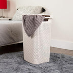 Mind Reader Slim Laundry Hamper with Lid, 60L Tall Clothes Basket, Narrow Tapered Design for Bathrooms, Closets and Laundry Rooms, Plastic, 2 Pack, Ivory