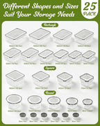 50 Piece Food Storage Containers with Lids(25 Containers & 25 Lids), BPA-Free Plastic Food Containers for Kitchen Storage and Organization, Leak Proof Meal Prep Container, Includes Labels & Pen