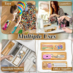 Maitys 12 Pcs Clear Drawer Organizer 9 x 3 x 2 Inches Plastic Rectangle Trays Makeup Vanity Storage Bins and Kitchen Drawers Dividers for Office Desk Silverware Kitchen Utensils(Champagne)