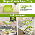Letter-Size Tray Desk Letter Tray Paper Tray, Sturdy Heavy-Duty Plastic Printer Paper Tray, Single-Tier Stackable File Storage Organizer for Office Home (Green)