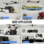 4x4 FT Overhead Garage Lifting Storage Rack, 350 lbs Capacity & 79"Lifting, Metal Garage Ceiling Rack, Adjustable Storage System with Safety Lock