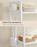 SONGMICS Over the Toilet Storage, 4-Tier Over Toilet Bathroom Organizer with Adjustable Shelves, 26 x 83 x 185 cm, Space-Saving, Cloud White UBTS017W01