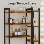 IRONCK Over The Toilet Storage with 8-Titer Shelf, Mass-Storage Side Storage Open Rack, Freestanding Bathroom Organizer Space Saver, for Bathroom, Restroom, Laundry, Vintage Brown