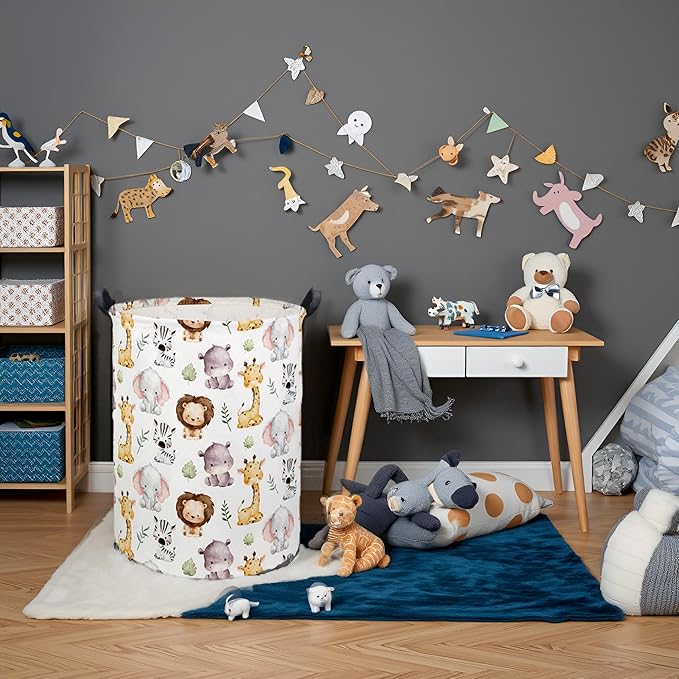 Animal Baby Laundry Basket Kids Hamper Animal Toy Storage Bin for Boys Room Decor Baby Nursery Hamper Gift Baskets for Bedroom Bathroom(Lovely Animal)