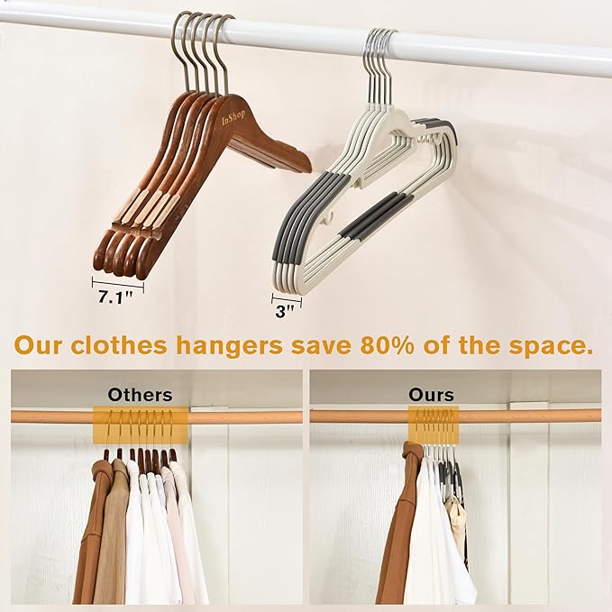 ELONG HOME Plastic Hangers - 30 Pack, Non Slip Slim Coat Hangers, Heavy Duty Thin Plastic, 17.1" for Women/Men Clothes