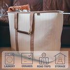 CleverMade Collapsible Laundry Caddy – Foldable Laundry Hamper & Tote, XXL 64L Pop-Up Laundry Basket with Handles, Space-Saving Laundry Organizer for Home & Travel, 2 Pack - LUXE Navy Noir