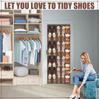 Windyun 40 Over the Door Shoe Organizer Large Breathable Mesh Pockets Hanging Shoe Rack for Closet Brown Behind Door Hanger Storage Holder Nonslip Hooks for Women Men Entryway Bedroom Utility Room