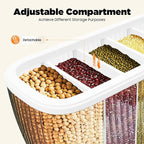 Dry Food Dispenser, Wall Mounted 6 Grid Beans Dispenser Grain Dispenser with Measuring Cup 22 Pounds Kitchen Storage Countertop Organizer for Kitchen Rice Beans Organizing