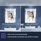 ExBrite Lighted Medicine Cabinet with Mirror, 20 x 26 Inch, Recessed or Surface led Medicine Cabinet, Defog, Stepless Dimming,Color Temperature Change,2 Outlets,Built-in 6000K Sensor Light,Right Hinge