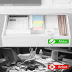 Under Desk Drawer - Super Large Under Table Hidden Drawer Desk Accessories & Workspace Organizers Desktop Storage Pencil Slide Out Organizer with Screw Adhesive Tape Shelf Tray at Office