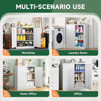 Letaya Metal Storage Cabinets with Lock, Small Locker Organizer Steel Cabinets, Adjustable Layers Shelves 2 Doors for Home, Office, Warehouse,Garage,Industrial,Employee Lockers (White-36)