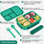 Lunch Box Kids,Bento Box Adult,Leakproof Lunch Containers for Adults/Kids/Toddler,1200ML-4 Compartments bento Lunch box with Utensil,Microwave & Dishwasher & Freezer Safe (Green)