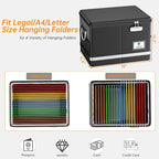 Fireproof Document Box,5200°F File Organizer Box with Lock,Foldable Filing Organizer Cabinet, Portable Safe Storage for Hanging Letter/Legal Folder,Black