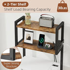 3 Drawer File Cabinet with Charging Station, 45''H, 3-Tier Filing Cabinet for Home Office, 11''*16'' for Small Printer, Fabric Drawer Fits Letter/A4, Tall Printer Stand, Rustic Brown