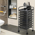 Simple Houseware Utility Cart with 8 Drawers Rolling Storage Art Craft Organizer, Black