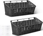 GRANNY SAYS Wicker Hanging Basket, 2 Pack Wall Basket for Kitchen, Fruit and Vegetable Storage Cabinet, Pantry Storage Spice Organization for Cabinet, Adhesive Shelf for Bathroom, Black