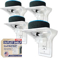 BeraTek Power Perch Wall Outlet Shelf with Cord Storage Strap - Declutter & Reclaim Bathroom Counter Space - Echo Dot Stand, Homepod Mini Wall Mount, Smart Home Devices Organizer - White, 4-Pack