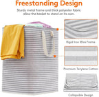Lifewit 2 Pack Laundry Basket 90L Each, Collapsible Clothes Hamper with Reinforced Handles, Freestanding Waterproof Design for Bedroom and Laundry Room, Grey 180L Total