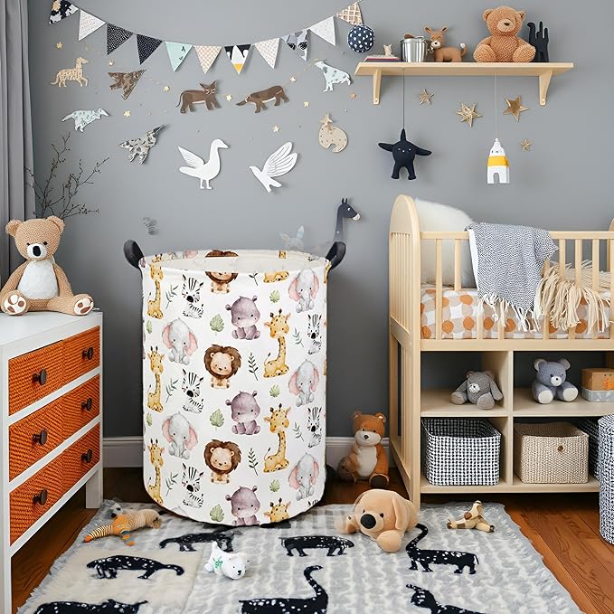 Animal Baby Laundry Basket Kids Hamper Animal Toy Storage Bin for Boys Room Decor Baby Nursery Hamper Gift Baskets for Bedroom Bathroom(Lovely Animal)