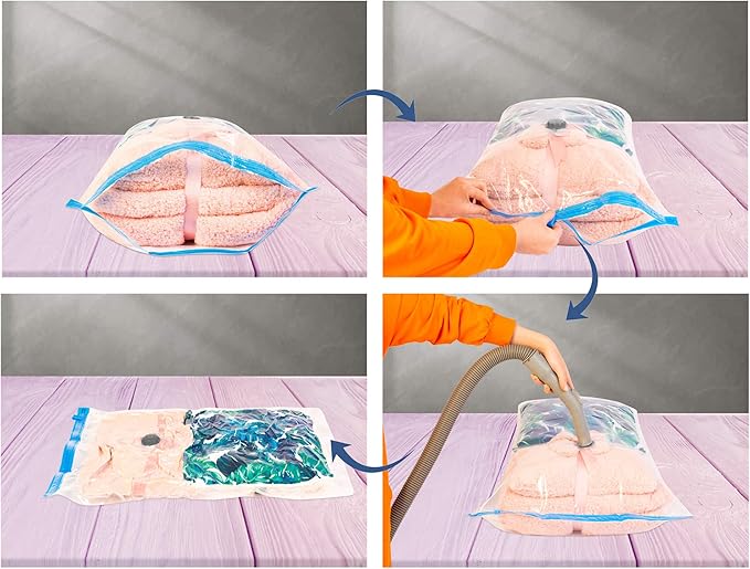 6 Combo Pack Vacuum Storage Bags (3 Jumbo Size 51"X40" and 3 Extra Large Size 47"X32") for Storage Organization
