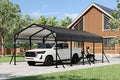 EROMMY 12' x 20' Heavy Duty Metal Carport with Galvanized Steel Roof & Base for All-Weather Protection, Outdoor Carport Garage, Versatile for Car, Boat, Tractor, and Party Use, Dark Gray