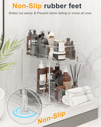 Under Sink Organizer, Bathroom Organizers and Storage, 2 Tier Multi-Use Pull Out Cabinet Organizer with Hang Hooks and Cups (transparent, 2 Pack)