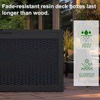 120 Gallon Resin Deck Box, Lockable Weatherproof Outdoor Storage Box for Furniture, Garden Tools and Tools Storage, Waterproof Outside Storage Boxes - Black