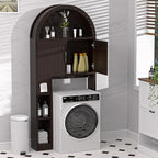 AHB Over The Toilet Storage Cabinet, Freestanding Bathroom Organizer with Adjustable Shelf and Anti-Tip Device, Arched Cabinet with Doors, Space-Saving Toilet Storage for Bathroom, Laundry, Mini Bar