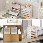 Subekyu 6 Tier Paper Organizer for Desk with Handle, Metal Mesh Desk Office File Folder Paper Letter Tray Accessories Organizer Sorter for Home, School, Office Desktop Document Organization - White