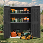 DWVO 59 Cu. Ft. Vertical Storage Shed, Weatherproof Outdoor Tall Cabinet with Double-Wall Panels and Floor, Lockable Resin Shed for Garden, Garage, Patio, Dark Gray (Shelves Not Included)