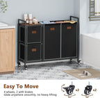 Hoctieon 4 Section Laundry Cart, 48 Gal. (182L) Laundry Hamper with Lid, Laundry Basket with Wheels, Rolling Laundry Sorter Organizer with Shelf, Clothes Separator with Removable Bags, Black