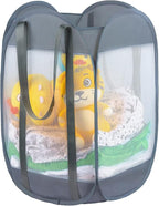 with strong handles Laundry Hamper,Tear Proof Pop Up Laundry Hampers, foldable mesh Laundry basket. Used for travel, laundry room，university dormitory or toy storage, etc.(Vertical (Grey))…………