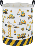 ESSME Kids Laundry Basket,Car Hamper Collapsible Canvas Waterproof Storage Bin for Boys, Nursery Hamper,Gift Baskets,toy bins(Engineering vehicle)