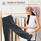 HOUSE DAY Clear Pants Hangers with Clips 300 Pack, Non-Slip Plastic Skirt Hanger with Adjustable Clips, Slim Clip Hangers for Pants, Skirts, Shorts, 14" Clear Hanger, 360-Rotating Swivel Hook