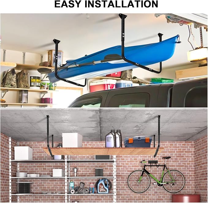 Adjustable Ceiling Storage Racks, Overhead Storage Bracket, Heavy-Duty Shelves, 33 in. x 34 in, 200lbs Weight Capacity for Garage