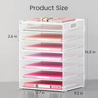 Lavatino 8-Tier Letter Tray Desk Paper Organizer, Mesh File Tray Organizer for Desk, Office Supplies & Home Organization, Fits A4 Paper, Mail, Magazines and Office Accessories (White with Handle)