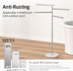 KES Free Standing Towel Racks for Bathroom, Towel Stand with Natural Marble Base, 40 Inch 4 Swivel Bars Floor Towel Rack Stand, Premium 18/8 Stainless Steel, Brushed Finish, BTH219S4-2